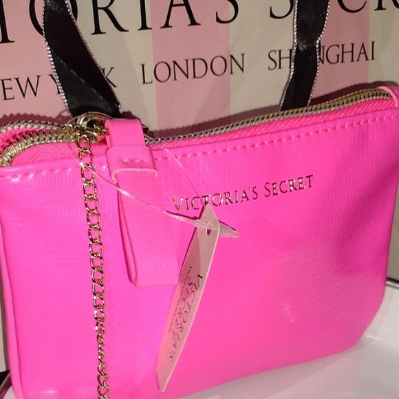 Victoria's Secret Hot Pink Pouchette Silver ⛓️ NWT - Picture 5 of 5